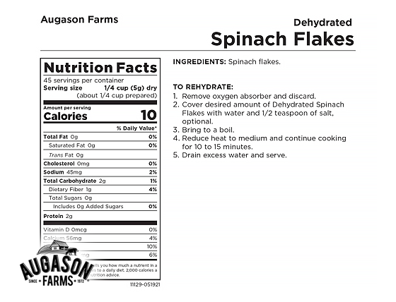 Augason Farms: Dehydrated Spinach Flakes Can